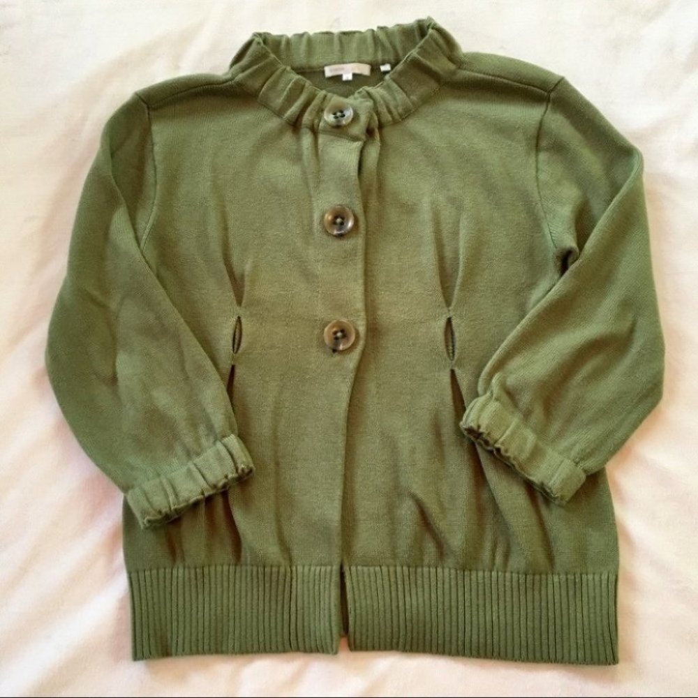 Vince. Green Cashmere-Blend Cardigan Sweater Sz S
